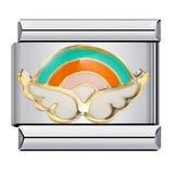 Rainbow Element Stainless Steel Italian Module Bracelet Welding Drip Oil Pattern DIY Bracelet Italian Charm