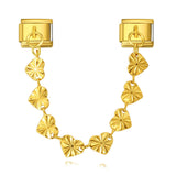 New Stainless Steel Heart-shaped Pendant Italian Module Bracelet with Double Hooks DIY Elastic Splicing Strap Chain