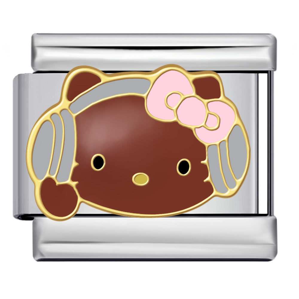 New Cute Cartoon Pattern Italian Module Bracelet Titanium Steel Gold Plated Welding DIY Strap Chain Bracelet