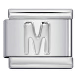 Italian Stainless Steel Silver Raised 26 Letter DIY Module Bracelet with Free Splicing Elastic Watch Strap