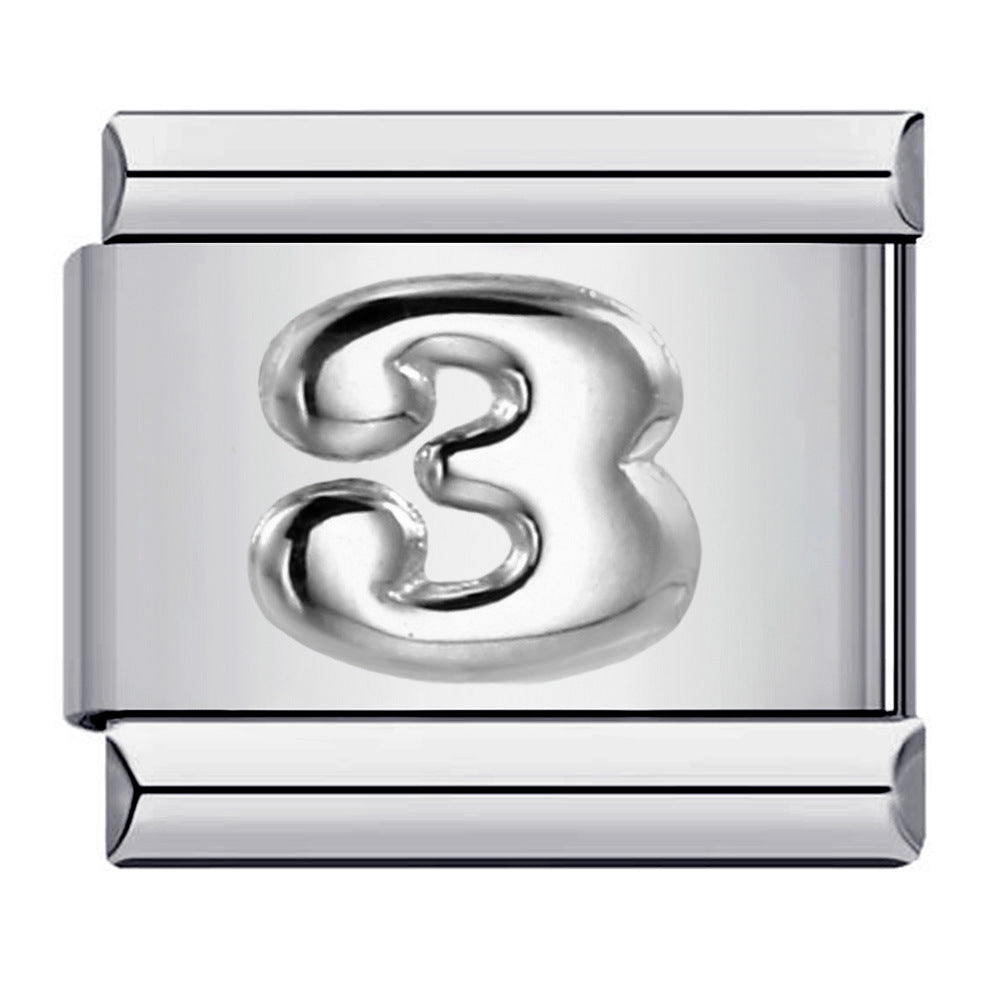 New titanium steel concave convex Arabic numerals DIY Italian module bracelet Italian Module