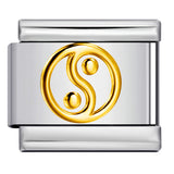 Gold and Silver Stamping Pattern Italian Module Bracelet Titanium Steel Drip Oil DIY Splicing Bracelet Wholesale