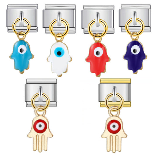 New Palm Eye Pendant Italian Module Bracelet Titanium Steel Hook Drip Oil DIY Free Splicing Strap Chain