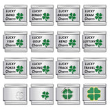 Lucky Clover Laser Carving Italian Module Bracelet Stainless Steel DIY Fashion Bracelet Strap Chain