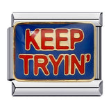 Blue Titanium Steel Welded Pattern Italian Modular Bracelet, Gold-Plated Drip Enamel Free Combination Link Bracelet