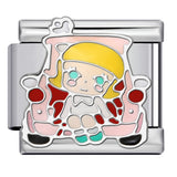 Cartoon Character Italian Module Bracelet Stainless Steel Welding Pattern DIY Elastic Splicing Versatile Bracelet