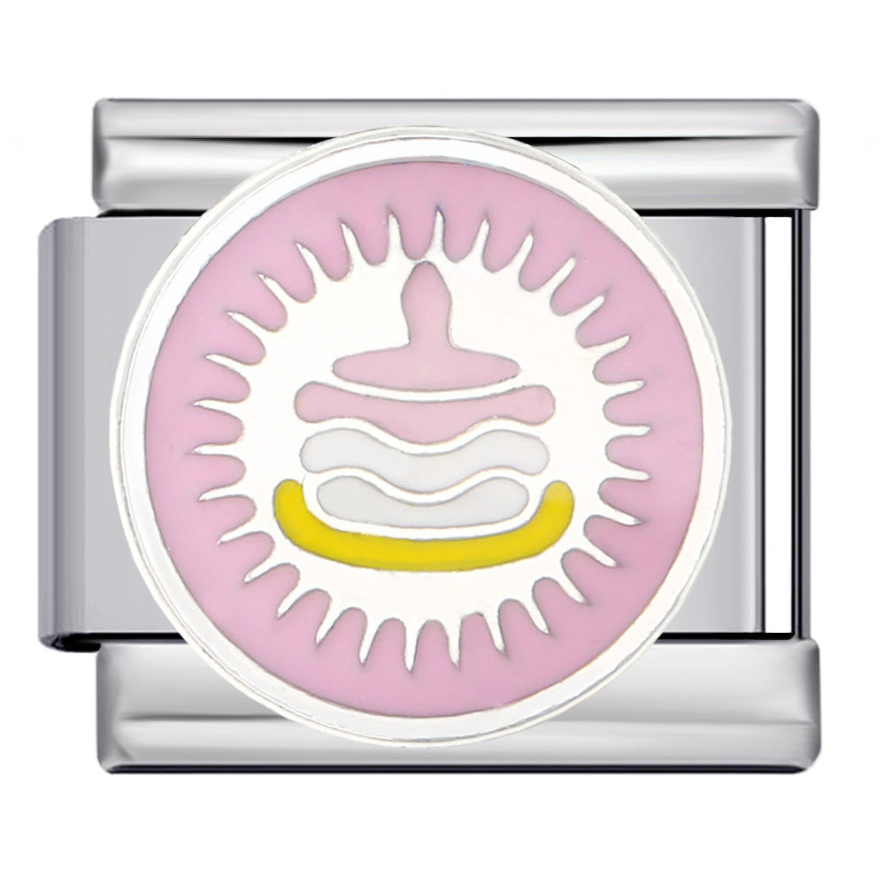 New Dessert Cake Elements Italian Module Bracelet Stainless Steel Welding Drip Oil DIY Fashion Bracelet