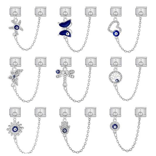 New Gold and Silver Devil's Eye Hook Chain Bracelet Stainless Steel DIY Elastic Italian Module Bracelet