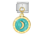 Round Pendant with Gold and Silver Base, Italian Module Bracelet, Titanium Steel Drip Oil Hook, Fashionable DIY Versatile Bracelet