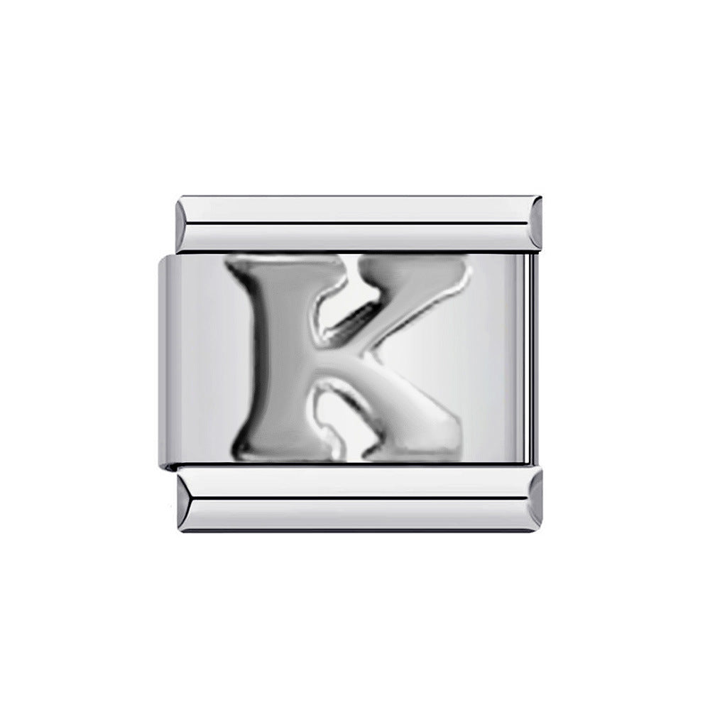 New Titanium Steel Gold Plated DIY Italian Charm Bracelet with Alphabet Letters Customizable Fashion Jewelry