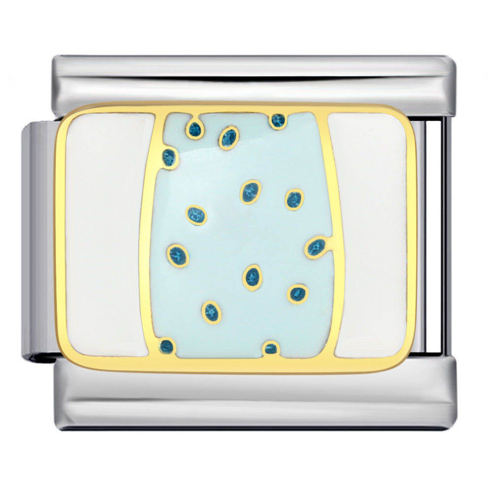 Personalized Pattern Italian Module Bracelet Stainless Steel Welding Drip Oil Cartoon DIY Elastic Splicing Bracelet