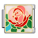 Flower Series Italian Module Bracelet Stainless Steel Welding Gold Plating Drip Oil DIY Elastic Bracelet Accessories Wholesale