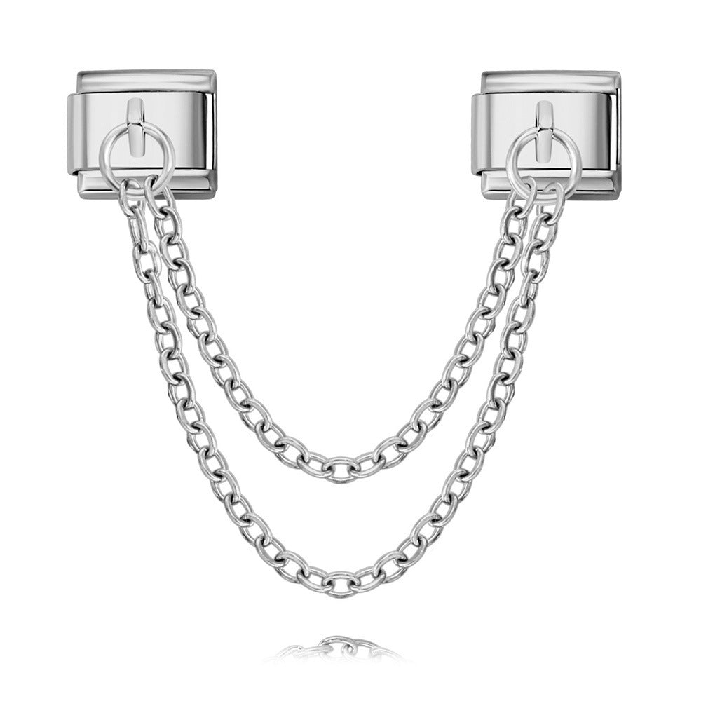 New Trendy Gold and Silver Double Chain Module Bracelet with Titanium Steel Splicing Bracelet DIY Jewelry Accessories