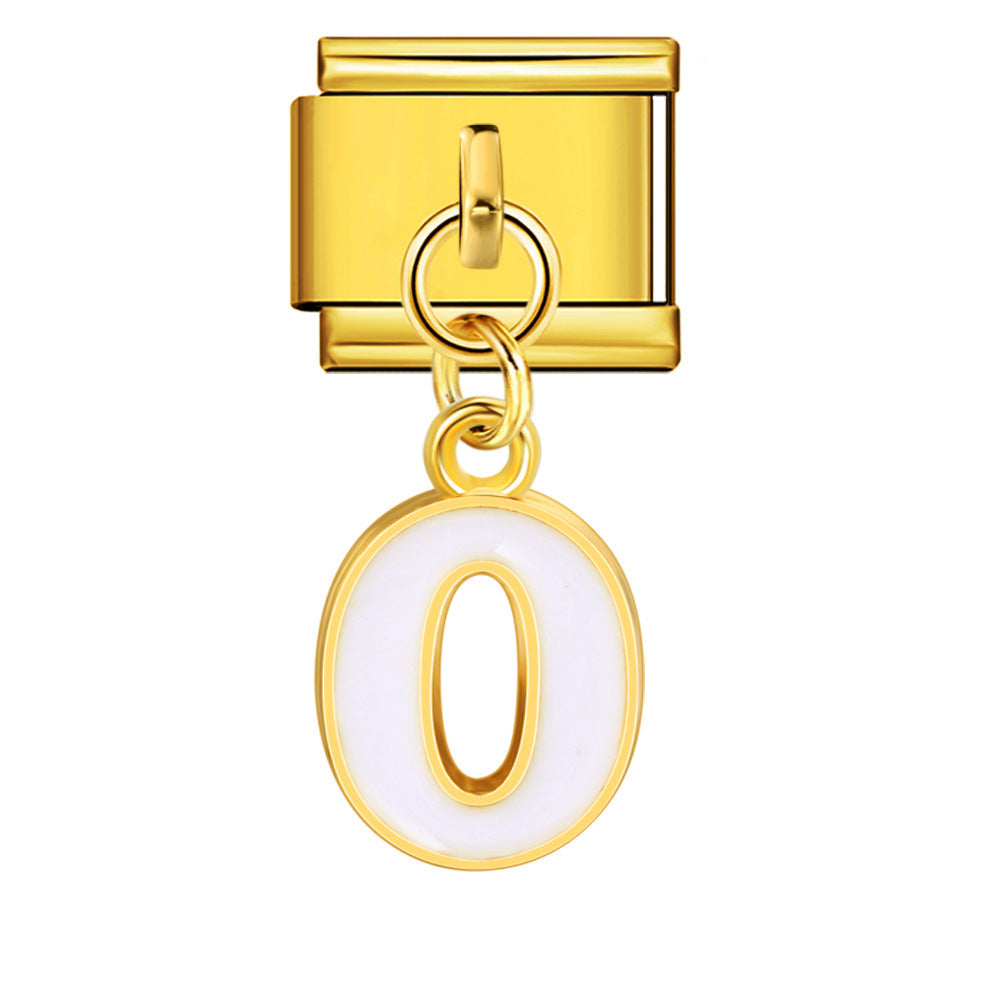 Gold Background, Colorful Oil Dripping Letters, Italian Module Bracelet, Titanium Steel Welded Hook, Fashionable and Simple Wristband Accessory