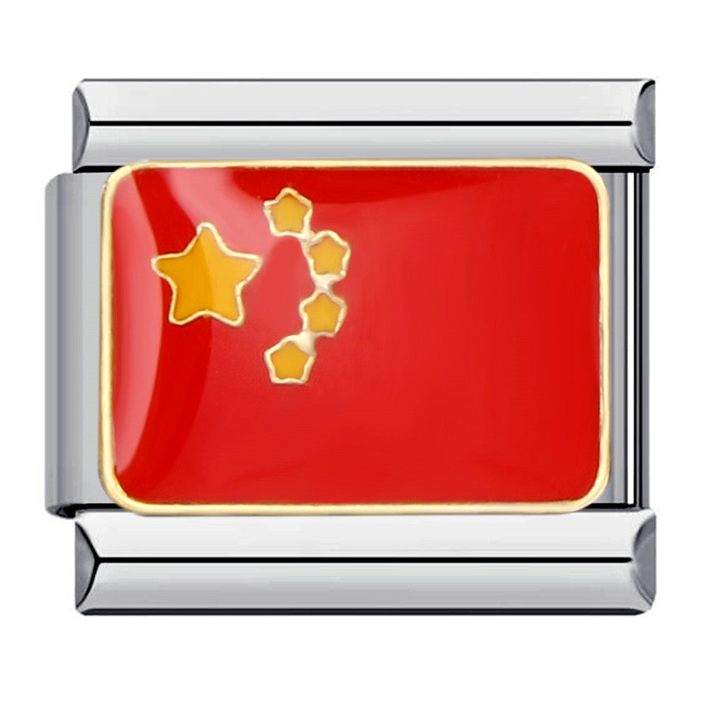 Flag, National Flag, Italian Module, Bracelet, Stainless Steel, Gold-plated, Oil Dripping, Welding Pattern, DIY Bracelet Wholesale