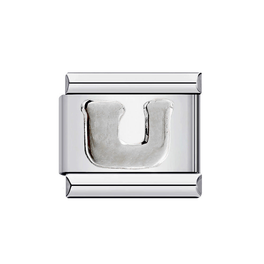 New Titanium Steel Gold Plated DIY Italian Charm Bracelet with Alphabet Letters Customizable Fashion Jewelry