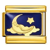 Italian Module Bracelet DIY Titanium Steel All Gold Welding Drip Oil Pattern Elastic Splicing Bracelet Accessory