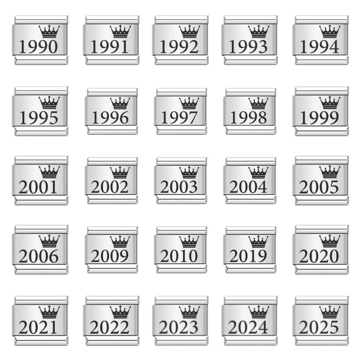 Crown Year Pattern Italian Module Bracelet Titanium Steel Laser Carving Bracelet Italian Bracelet