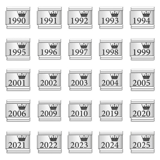 Crown Year Pattern Italian Module Bracelet Titanium Steel Laser Carving Bracelet Italian Bracelet