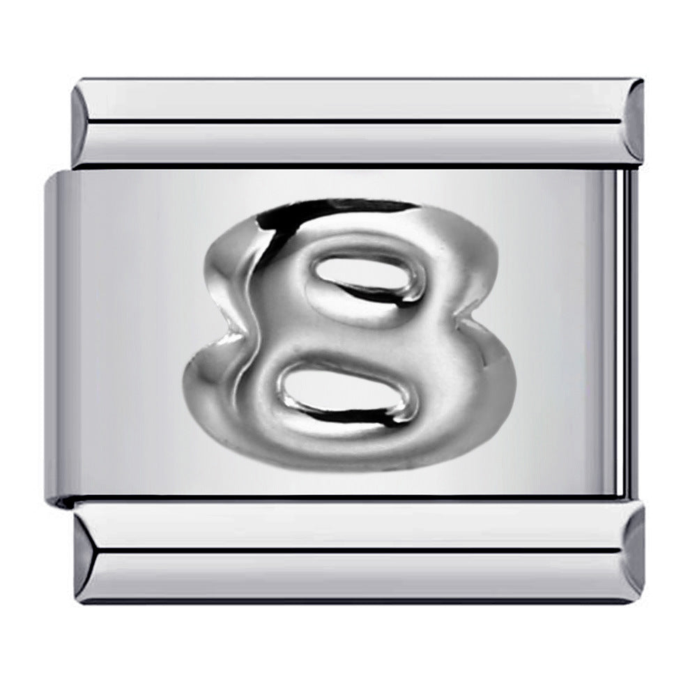 New titanium steel concave convex Arabic numerals DIY Italian module bracelet Italian Module