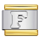 Fashion Gold Cover Silver Concave English Letter Bracelet Titanium Steel Non Dripping Oil DIY Italian Module Bracelet Wholesale