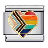 Cross Border Hot Selling Rainbow Love Italian Module Bracelet, Stainless Steel Elastic DIY Bracelet Accessories Wholesale