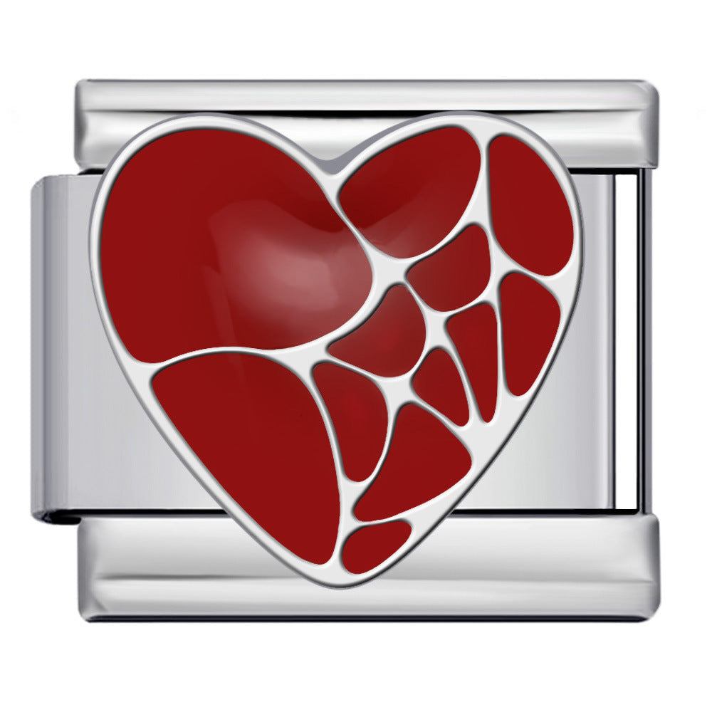 New Heart-shaped Titanium Steel Watch Strap Chain Gold-plated Welding Drip Oil DIY Italian Module Bracelet Accessories Wholesale