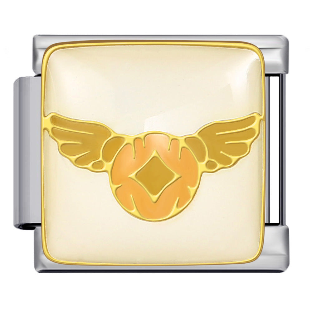 New Anime Cartoon Series Italian Module Bracelet Titanium Steel Welding Oil Dripping DIY Elastic Splicing Bracelet