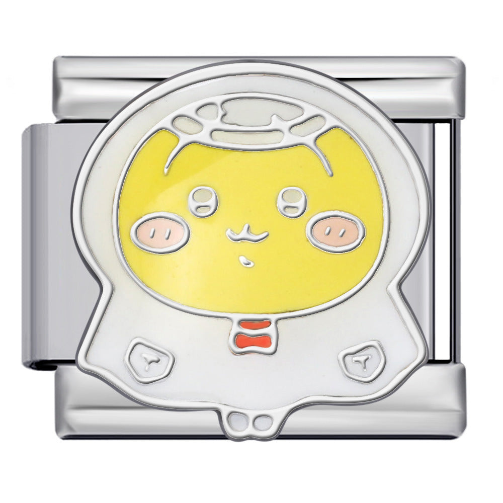 Titanium Steel Welding Drip Oil DIY Italian Module Bracelet Cute Cartoon Pattern Best Friend Girl Birthday Gift