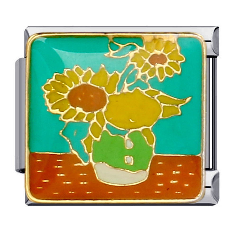 New Leisure Vacation Titanium Steel Welding Drip Oil DIY Italian Module Bracelet Fashion Personality Watch Strap Chain Wholesale