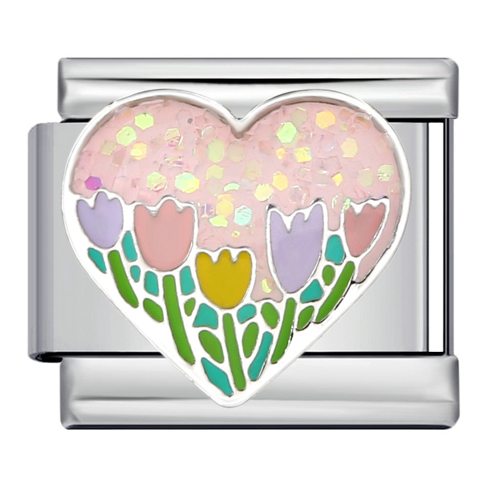 New Holiday Gift Floral Pattern Band Chain Titanium Steel Gold Plated Welded DIY Italian Modular Bracelet Wholesale