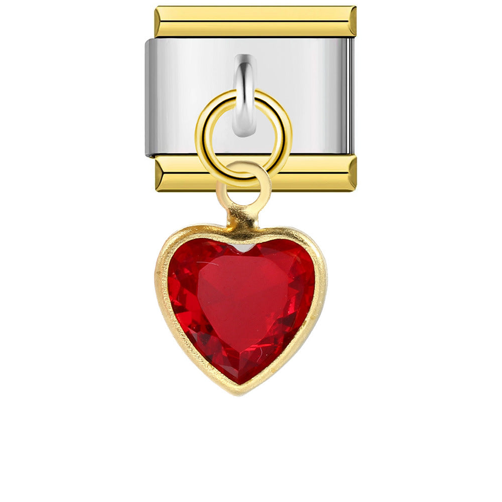 Single Hook Italian Module Bracelet, Square Elastic Splicing Titanium Steel Strap Chain, Italian Charm