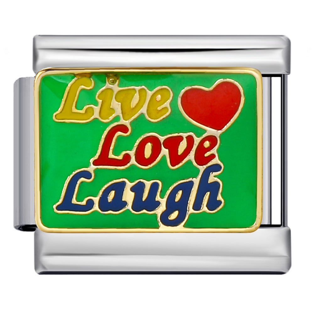 New Italian Module Bracelet Stainless Steel Welding Drip Oil Personalized English DIY Bracelet Accessories Wholesale