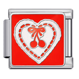 Bow & Cherry Pattern Italian Module Bracelet Titanium Steel Welded Drip-Oil DIY Bracelet Women's Jewelry