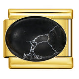 New Diamond Inlaid Stainless Steel Italian Module Bracelet Welding Large Elliptical Colored Stone DIY Elastic Bracelet Accessories