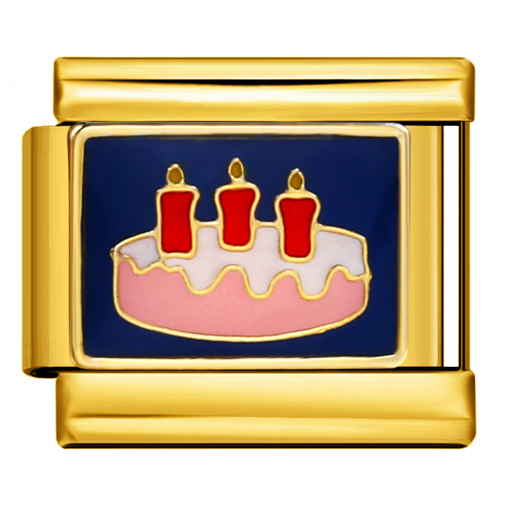 Gold Bottom Star Moon Blue Italian Module Bracelet DIY Jewelry Creative Accessories Detachable Titanium Steel Strap Chain