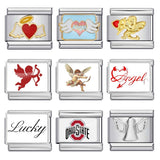 Photo Style Italian Module Bracelet with Angel Pattern Titanium Steel Welding, Gold Plating, Oil Dripping DIY Splicing Bracelet