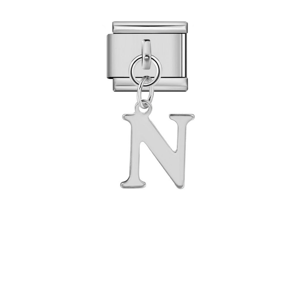 Silver Simplified Letter Italian Module Bracelet Titanium Steel Handmade DIY Hook Elastic Splicing Bracelet Accessories