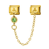 Cross Border Hot Selling 12th Birthday Stone Italian Module Bracelet Gold Hook Pendant DIY Elastic Stainless Steel Bracelet