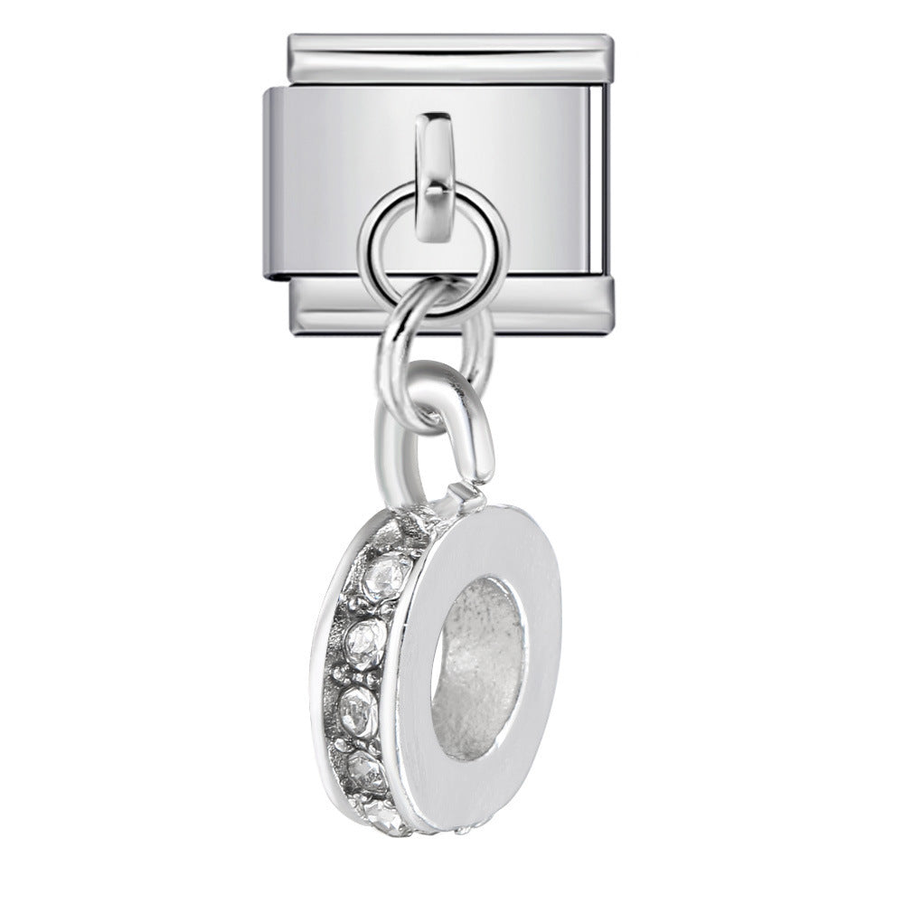 Elliptical Pendant Butterfly Titanium Steel Drip Oil DIY Italian Module Bracelet, Single Hook Splicing Elastic Bracelet