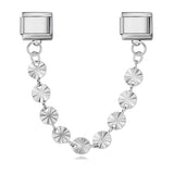 New Gold and Silver Bottom Double Hanging Pendant Italian Module Bracelet Stainless Steel Hook DIY Elastic Strap Chain