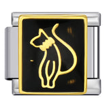 Black Gold Plated Cartoon DIY Italian Modular Bracelet Unique Welded Pattern Stainless Steel Bangle