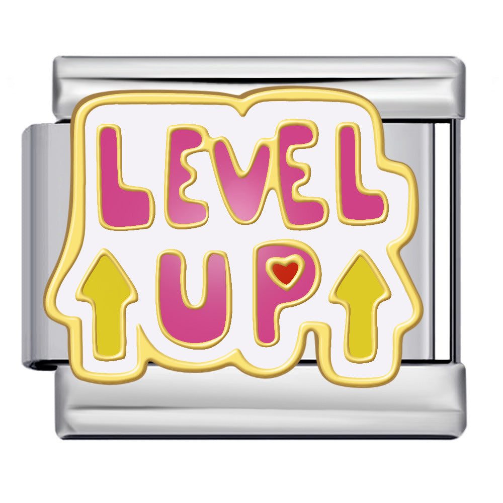 New Heart-shaped Titanium Steel Watch Strap Chain Gold-plated Welding Drip Oil DIY Italian Module Bracelet Accessories Wholesale