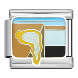 New River, Mountain, Seaside Scenery Italian Module Bracelet with Gold Plating and Oil Dripping DIY Welding Stainless Steel Bracelet