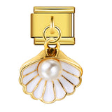 New Pearl Gemstone Hook Pendant Italian Module Bracelet DIY Elastic Splicing Stainless Steel Bracelet