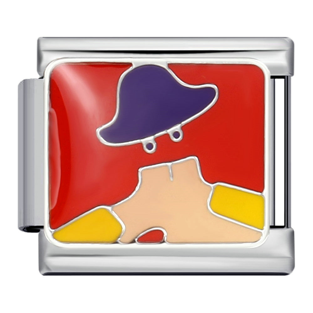 Fresh Illustration Series Italian Module Bracelet Titanium Steel Gold Plated Drip Oil DIY Welding Pattern Strap Chain