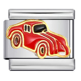 Hot Selling Fire Truck Train Italian Modular Bracelet DIY Titanium Steel Welding Gold Plated Drip Oil Bangle