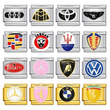 Italian Module Bracelet Automotive Logo Series Titanium Steel Welding Drip Oil DIY Elastic Splicing Table