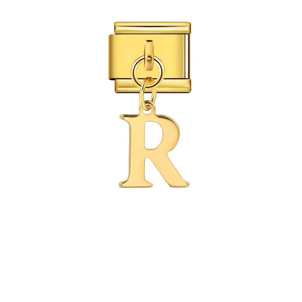 Gold Simplified Letter Italian Module Bracelet Stainless Steel Handmade Hook DIY Splicing Assembly Bracelet