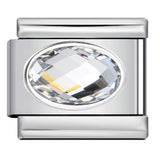 Elliptical Colored Stone Italian Module Bracelet Birthday Stone Stainless Steel DIY Simple and Versatile Bracelet Accessories